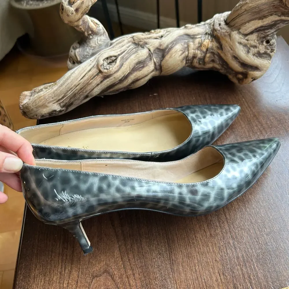 Kate Spade Tortoise Patent Leather Heels Animal Print Metallic Size 9.5